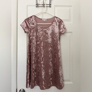 Pink Velvet Short Sleeve Dress